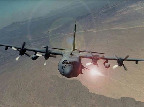 AC-130 Gunship equipaggiata con potenti cannoni Gatling