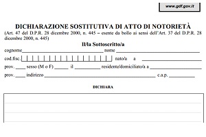 Dichiarazione sostitutiva di atto di notorietà