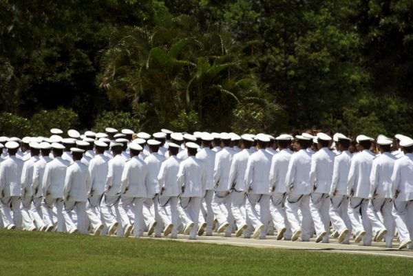 Navy cadets marching